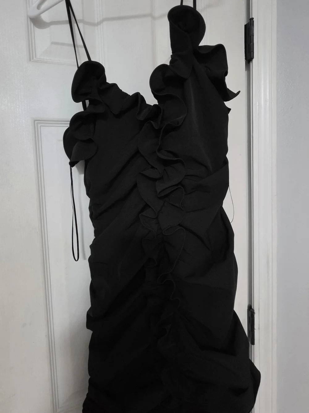 Zara Black Ruffle Ruched Mini Dress - Picture 4 of 5